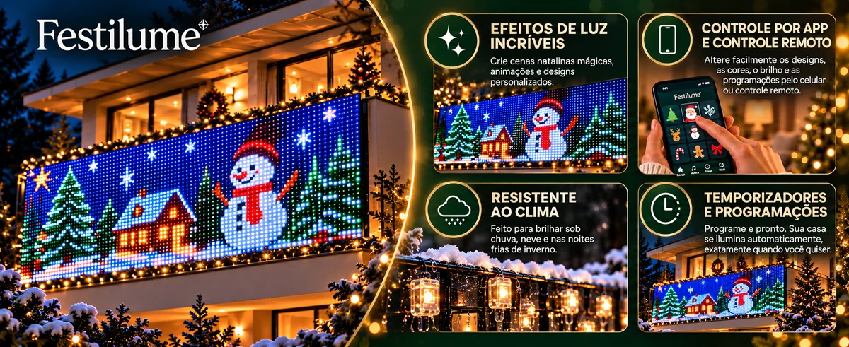 Efeitos de iluminação, aplicativo e temporizador